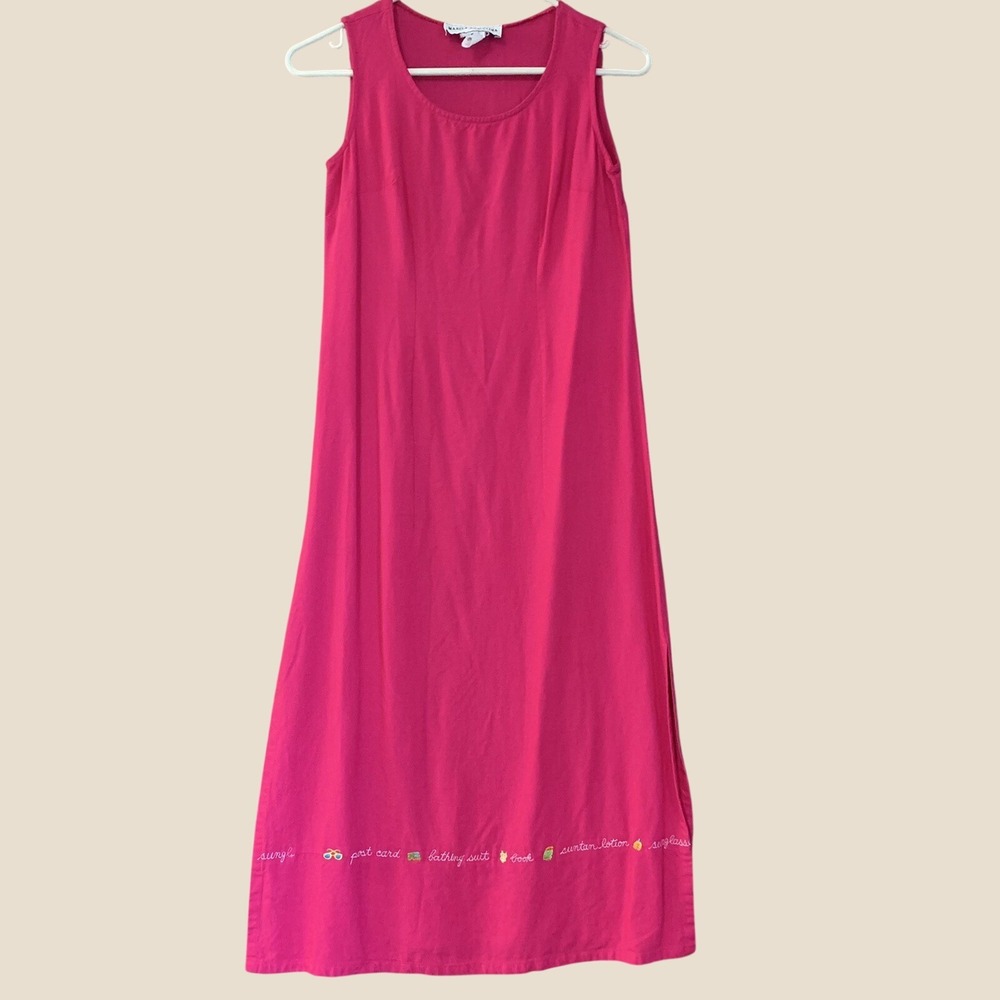 Vintage Dress‎ 90s Y2k Marisa Christina Linen Cover Up maxi Summer Pool Pink 4